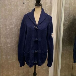 Polo Ralph Lauren Navy Blue Toggle Cardigan Sweater, L